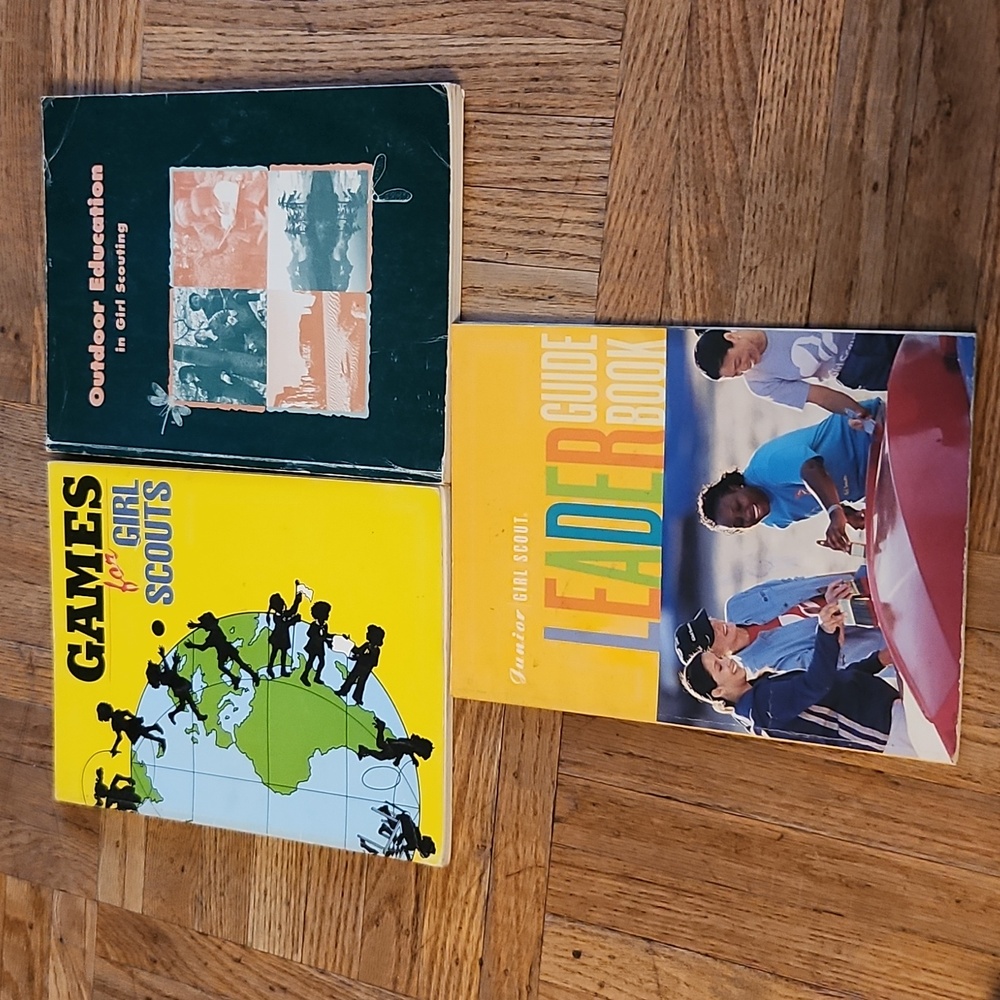 Vintage Girl Scout Softcover Books Games Outdoor Education Leader Guide 3 books
